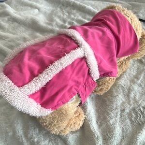 Stylish Pink Dog Coat with Soft White Edging